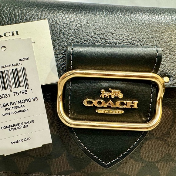 COACH Leather Morgan Collection Shoulder Bag In Signature Canvas. Brand new. NWT - Picture 4 of 6